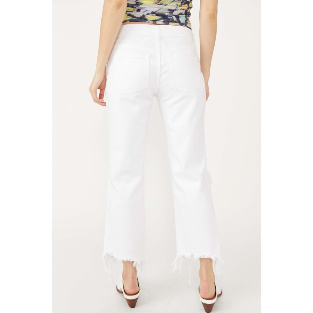 NWOT Free People Maggie Mid-Rise Straight-Leg Jeans / Optic White - Picture 9 of 12